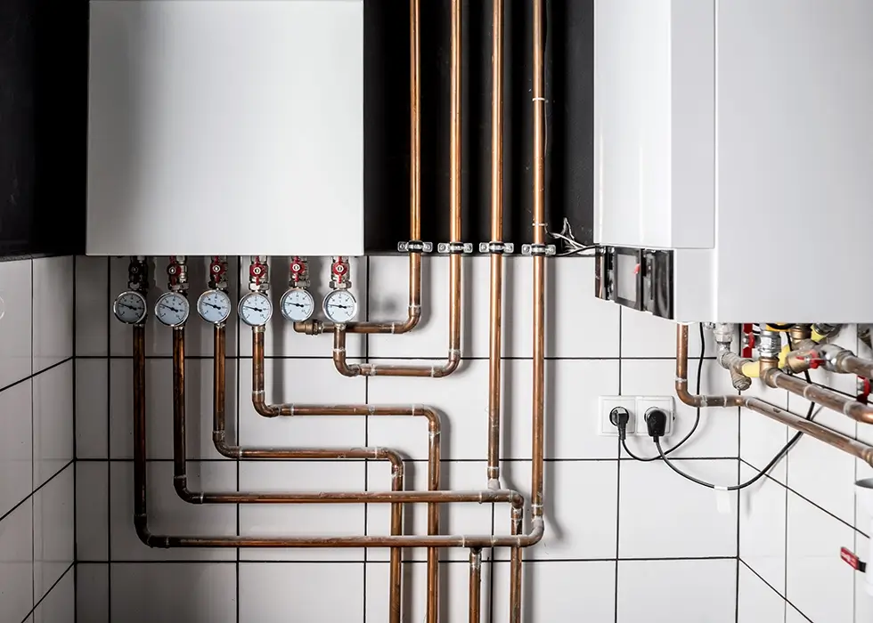 Zentralheizungsanlage ist in einem Heizungsraum installiert